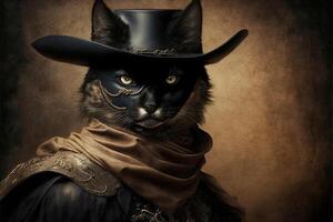 Cat as zorro charachter illustration photo