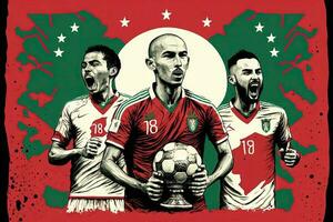 morocco soccer team winning world cup illustration photo