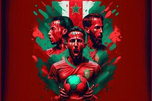 Marruecos fútbol equipo victorioso mundo taza ilustración foto