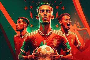 Marruecos fútbol equipo victorioso mundo taza ilustración foto