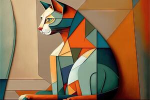 gato picasso estilo ilustración generativo ai foto