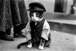 Cat Charlie-Chaplin illustration photo