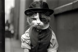 Cat Charlie-Chaplin illustration photo
