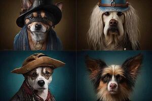 ymca pueblo personas perros ilustración generativo ai foto