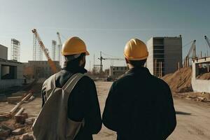 Engineer and Architect at the Construction Site. Engineering and Architecture Concept. photo