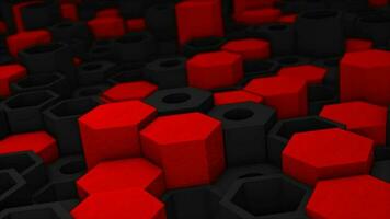 Red and black color hexagonal block moving up and down video