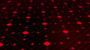 Red color flickering squared digital abstract background video