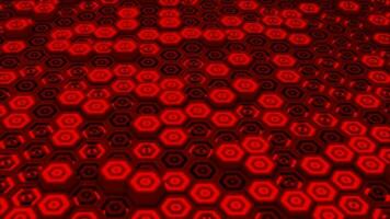 Red color glowing hexagonal block moving up and down video