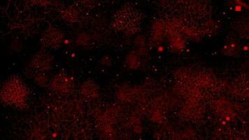 Red color 3d mesh of glowing neurons, Technology background video