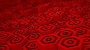 Red color wooden texture hexagonal block moving up and down video