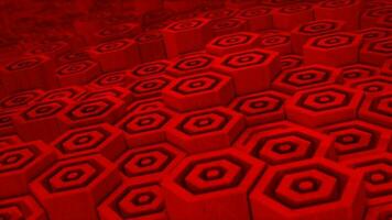 Red color wooden texture hexagonal block moving up and down video