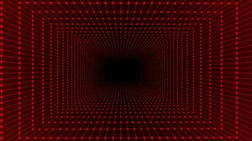 red color dots and lines 3d rectangular mesh seamless looping tunnel background video