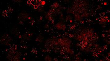 Red color 3d mesh of tech elements and neurons, Technology background video