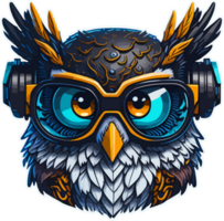 Owl Wearing Futuristic Glasses Cartoon Mascot with png