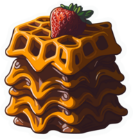 derretido waffle com morango desenho animado com ai generativo png