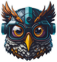 Futuristic Owl Mascot Cartoon wearing Glasses with png