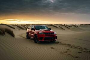 luxury car on sand dunes photo