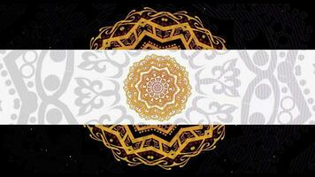 dourado oriental mandala rotação animação em Sombrio fundo. real fundo com mandala animação. islâmico animado vídeo. fractal fundo video