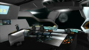 Spaceship creative fictional command room. video