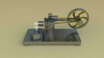 Stirling engine, hot an cold air engine operation. video