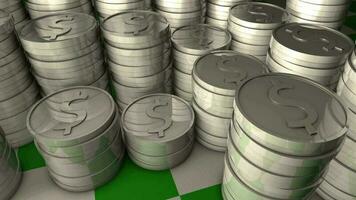 Stacks of silver coin. video