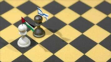 schaak pion met land vlag, Palestina, Israël. video