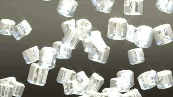 Ice cubes drop animationm, freshness, glass, liquid. video