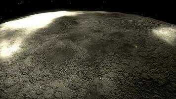 cg animation moon flyover, space, zero-gravity, space craft. video