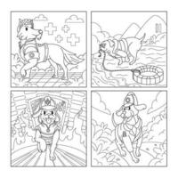 Super Dogs in Social Job Coloring Pages vector