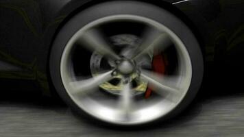 Close-up spinning car rear wheel, sport car, fast, night, drive, . video