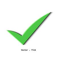 3D Tick Yes Correct Check Symbol Sign illustration. Interface button isolated on white with shadow vector