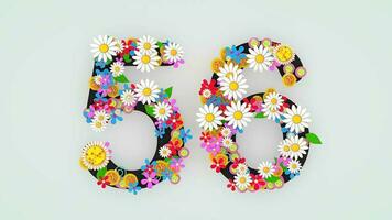 numérico dígito floral animación, 56. video