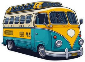 velho retro ônibus desenho animado com ai generativo png