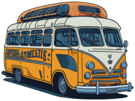 velho clássico retro ônibus desenho animado com ai generativo png