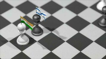 Chess Pawn with country flag, India, Israel. video