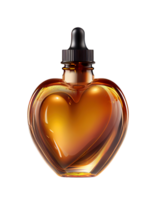 Amber glass dropper heart shape bottle on transparent background, created with png