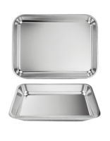 Empty silver tray on transparent background, created with png