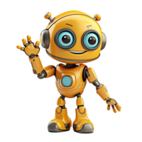 Friendly cute cartoon robot, created with png