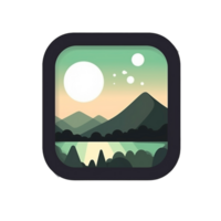 Squared icon with round edges for nature app, created with png