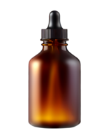 Amber glass dropper bottle on transparent background, created with png