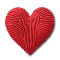 Knitting heart shape on transparent background, created with png