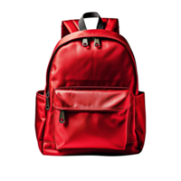 Red backpack isolated on transparent background, created with png