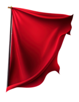 rojo seda bandera con pliegues en transparente fondo, creado con generativo ai png