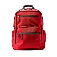 Red backpack isolated on transparent background, created with png