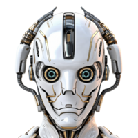 robot cabeza cyborg cara en transparente fondo, creado con generativo ai png