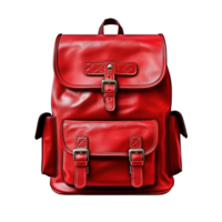 Red backpack isolated on transparent background, created with png