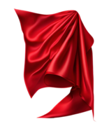 Red silk banner with folds on transparent background, created with png