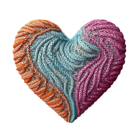 Knitting heart shape on transparent background, created with png