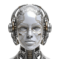 robot testa cyborg viso su trasparente sfondo, creato con generativo ai png