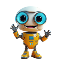 Friendly cute cartoon robot, created with png